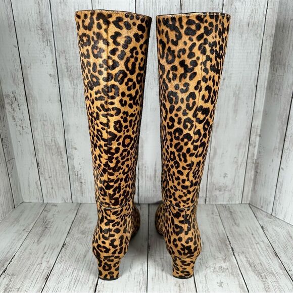 Steve Madden Leopard Animal Print Printed Cow Hair Kitten Heel Tall Boot 8.5 NEW - Picture 7 of 14